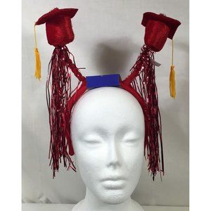 Red Graduation Caps Headband Boppers Fringe Tassel